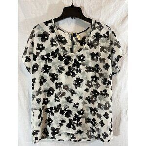 Japna Women’s Large White Black Floral Blouse